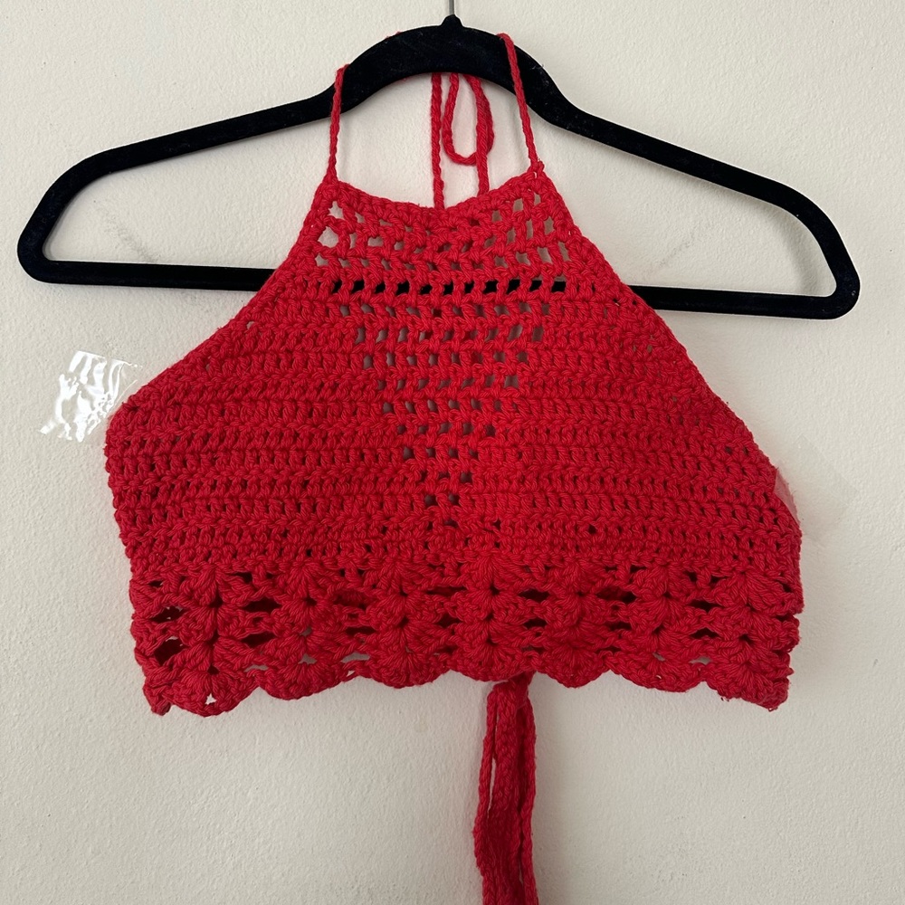 Handmade crochet red top